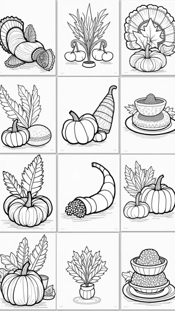 coloriage de Thanksgiving imprimables pdf gratuit